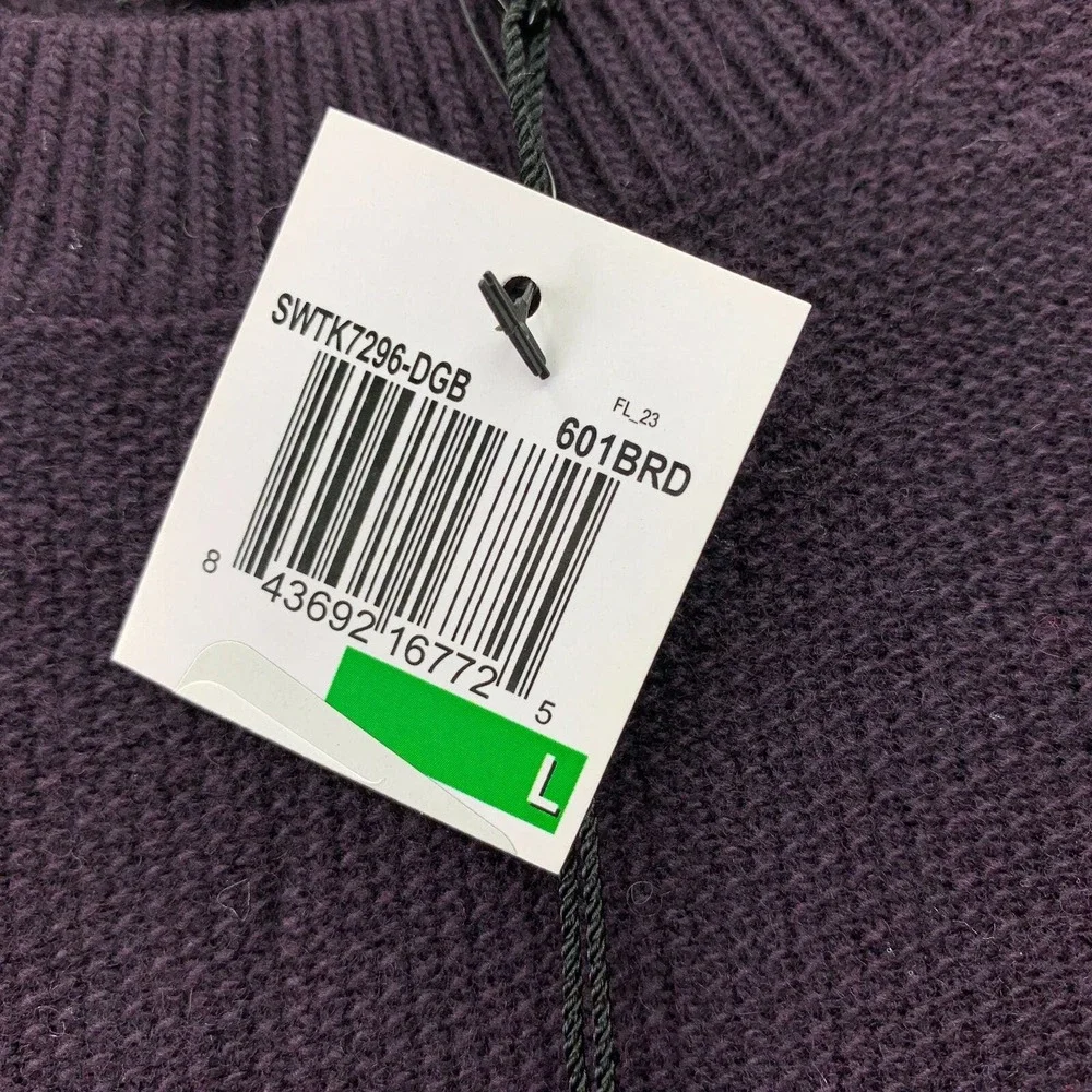 Dylan Gray Mens Raglan Crewneck Viscose Cashmere Blend Sweater Purple L - Picture 3 of 4